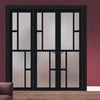 Urban Ultimate® Room Divider Cairo 6 Pane Door Pair DD6419F - Frosted Glass with Full Glass Side - Colour & Size Options