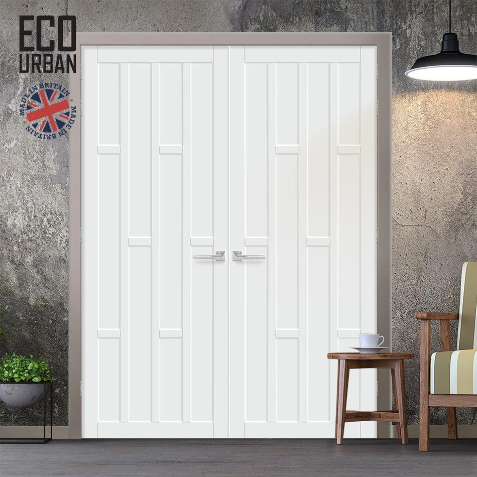 Caledonia 10 Panel Solid Wood Internal Door Pair UK Made DD6433 - Eco-Urban® Cloud White Premium Primed