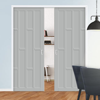 Image: Bespoke Handmade Eco-Urban® Caledonia 10 Panel Double Evokit Pocket Door DD6433 - Colour Options