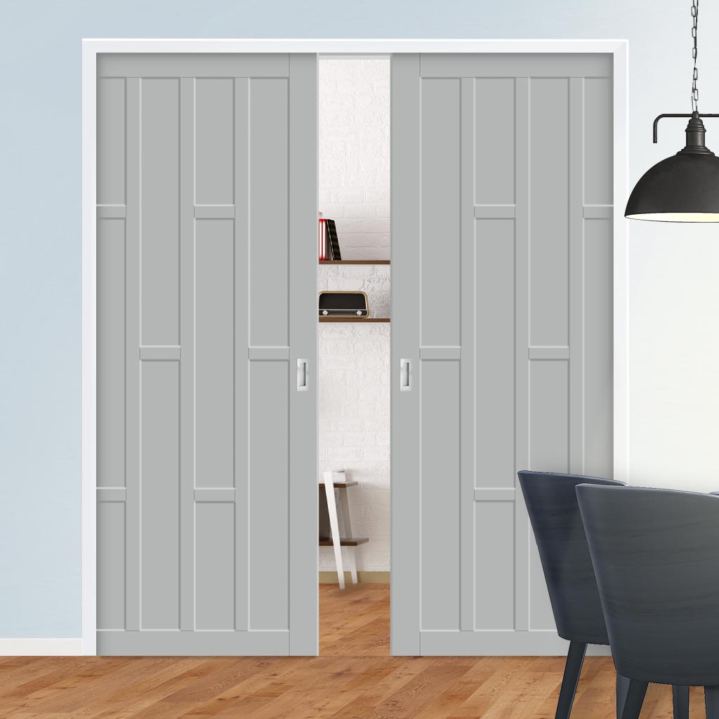 Handmade Eco-Urban® Caledonia 10 Panel Double Evokit Pocket Door DD6433 - Colour & Size Options