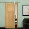 Saturn Tubular Stainless Steel Sliding Track & Cambridge Period Oak Door - Unfinished