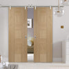 Saturn Tubular Stainless Steel Sliding Track & Catalonia Flush Oak Double Door - Prefinished