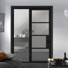 ThruEasi Black Room Divider - Chelsea 4 Pane Clear Glass Prefinished Door with Full Glass Side