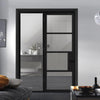 ThruEasi Black Room Divider - Chelsea 4 Pane Primed Clear Glass Unfinished Door with Full Glass Side