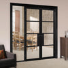 BlackRoom Divider - Chelsea 4 Pane Clear Glass Prefinished Door Pair with Full Glass Side