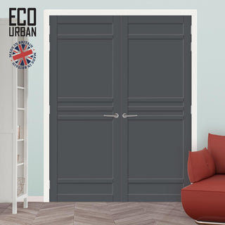 Image: Colorado 6 Panel Solid Wood Internal Door Pair UK Made DD6436 - Eco-Urban® Stormy Grey Premium Primed