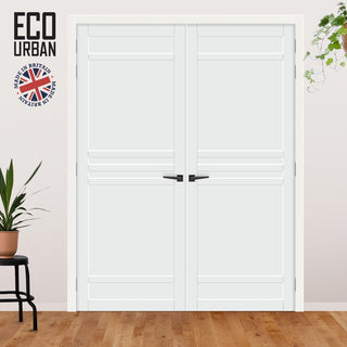 Image: Colorado 6 Panel Solid Wood Internal Door Pair UK Made DD6436 - Eco-Urban® Cloud White Premium Primed