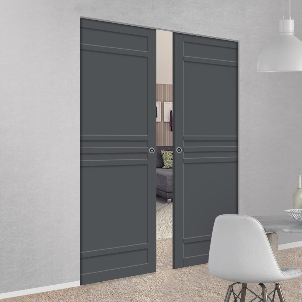 Handmade Eco-Urban® Colorado 6 Panel Double Absolute Evokit Pocket Door DD6436 - Colour & Size Options