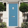 Aruba 1 Urban Style Composite Front Door Set with Mirage Glass - Shown in Pastel Blue