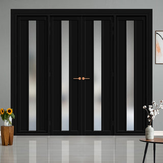 Image: Urban Ultimate® Room Divider Cornwall 1 Pane 2 Panel Door Pair DD6404F - Frosted Glass with Matching Sides - Colour & Size Options