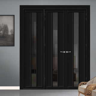 Image: Urban Ultimate® Room Divider Cornwall 1 Pane 2 Panel Door Pair DD6404T - Tinted Glass with Full Glass Side - Colour & Size Options
