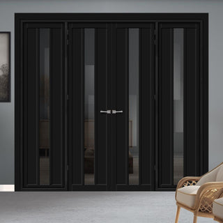 Image: Urban Ultimate® Room Divider Cornwall 1 Pane 2 Panel Door Pair DD6404T - Tinted Glass with Full Glass Sides - Colour & Size Options