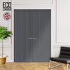 Cornwall 3 Panel Solid Wood Internal Door Pair UK Made DD6404 - Eco-Urban® Stormy Grey Premium Primed
