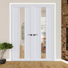 Eco-Urban Cornwall 1 Pane 2 Panel Solid Wood Internal Door Pair UK Made DD6404G Clear Glass - Eco-Urban® Cloud White Premium Primed