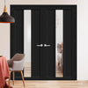 Eco-Urban Cornwall 1 Pane 2 Panel Solid Wood Internal Door Pair UK Made DD6404G Clear Glass - Eco-Urban® Shadow Black Premium Primed