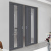 Handmade Eco-Urban® Cornwall 1 Pane 2 Panel Double Absolute Evokit Pocket Door DD6404G Clear Glass - Colour & Size Options