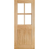 Cottage 4L Oak External Door and Frame Set with Fittings - Clear Double Glazing