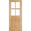 Cottage 4L Oak External Door and Frame Set with Fittings - Clear Double Glazing