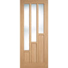 Saturn Tubular Stainless Steel Sliding Track & Coventry Contemporary Oak Double Door - Clear Glass - Unfinished