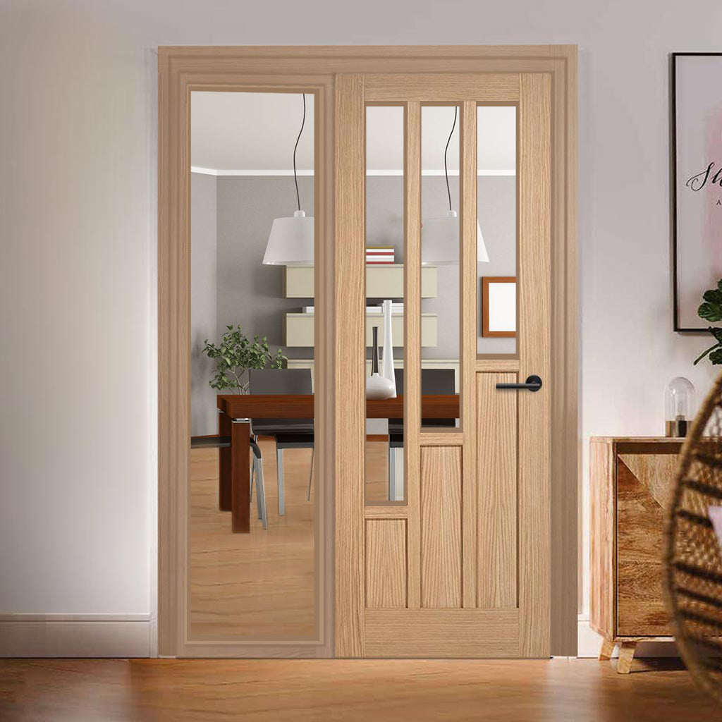 ThruEasi Oak Room Divider - Coventry Contemporary Prefinished Door with Full Glass Side