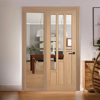 Image: ThruEasi Oak Room Divider - Coventry Contemporary Prefinished Door with Full Glass Side