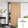 Saturn Tubular Stainless Steel Sliding Track & Coventry Contemporary Oak Panel Door - Unfinished