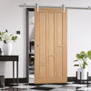 Saturn Tubular Stainless Steel Sliding Track & Coventry Contemporary Oak Panel Door - Unfinished