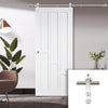 Saturn Tubular Stainless Steel Sliding Track & Coventry Panel Door - Primed