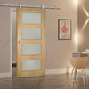 Sirius Tubular Stainless Steel Sliding Track & Coventry Shaker Oak Door - Frosted Glass - Unfinished