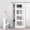Saturn Tubular Stainless Steel Sliding Track & Coventry Shaker Door - Clear Glass - Primed