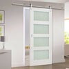 Saturn Tubular Stainless Steel Sliding Track & Coventry Shaker Door - Frosted Glass - Primed