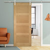 Saturn Tubular Stainless Steel Sliding Track & Coventry Shaker Oak Door - Unfinished