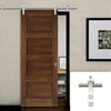 Saturn Tubular Stainless Steel Sliding Track & Coventry Walnut Shaker Door - Prefinished