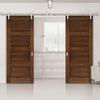 Saturn Tubular Stainless Steel Sliding Track & Coventry Walnut Shaker Double Door - Prefinished