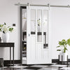 Saturn Tubular Stainless Steel Sliding Track & Coventry Door - Clear Glass - Primed