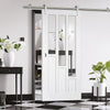 Saturn Tubular Stainless Steel Sliding Track & Coventry Door - Clear Glass - Primed