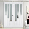 Sirius Tubular Stainless Steel Sliding Track & Coventry Double Door - Clear Glass - Primed