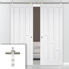 Saturn Tubular Stainless Steel Sliding Track & Coventry Panel Double Door - Primed