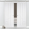 Saturn Tubular Stainless Steel Sliding Track & Coventry Panel Double Door - Primed