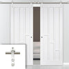 Saturn Tubular Stainless Steel Sliding Track & Coventry Panel Double Door - Primed