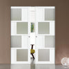 Handmade Eco-Urban® Cusco 4 Pane 4 Panel Double Absolute Evokit Pocket Door DD6416SG Frosted Glass - Colour & Size Options