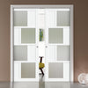 Handmade Eco-Urban® Cusco 4 Pane 4 Panel Double Evokit Pocket Door DD6416SG Frosted Glass - Colour & Size Options