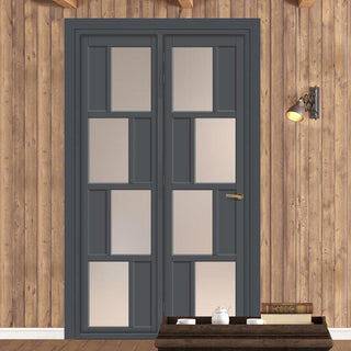 Image: Urban Ultimate® Room Divider Cusco 4 Pane 4 Panel Door DD6416F - Frosted Glass with Matching Side - Colour & Size Options
