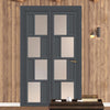 Urban Ultimate® Room Divider Cusco 4 Pane 4 Panel Door DD6416F - Frosted Glass with Full Glass Side - Colour & Size Options