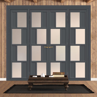 Image: Urban Ultimate® Room Divider Cusco 4 Pane 4 Panel Door Pair DD6416F - Frosted Glass with Matching Sides - Colour & Size Options