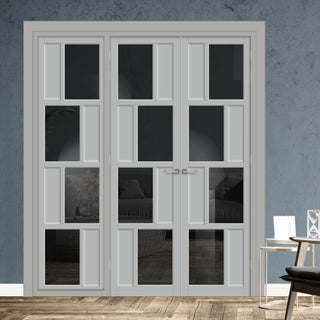 Image: Urban Ultimate® Room Divider Cusco 4 Pane 4 Panel Door Pair DD6416T - Tinted Glass with Matching Side - Colour & Size Options