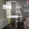 Edmonton Light Grey Single Evokit Pocket Door - Clear Glass with Frosted Lines - Prefinished