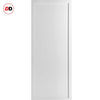 Top Mounted Black Sliding Track & Solid Wood Door - Eco-Urban® Baltimore 1 Panel Solid Wood Door DD6301 - Cloud White Premium Primed