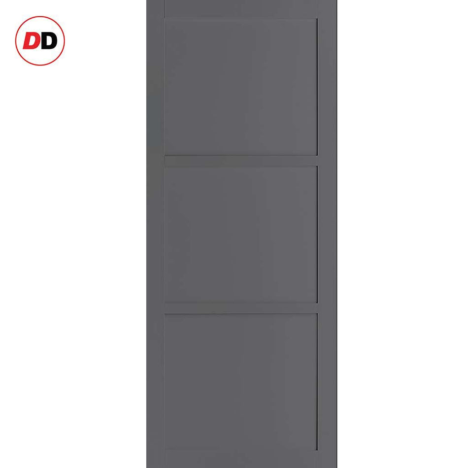 Manchester 3 Panel Solid Wood Internal Door UK Made DD6305 - Eco-Urban® Stormy Grey Premium Primed