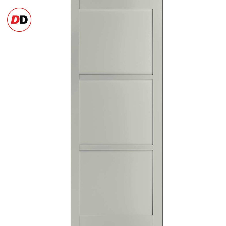 Manchester 3 Panel Solid Wood Internal Door UK Made DD6305 - Eco-Urban® Mist Grey Premium Primed